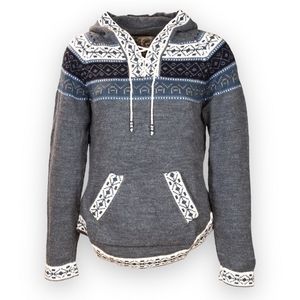 Acrylic Hand-loomed Sweater w/Hood & Kangaroo Pocket.  P2P:  21.5"  L:  29"